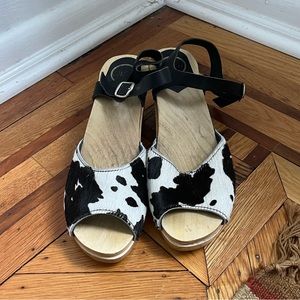 RARE Cow Print Pony Hair No 6 Clog Sandals